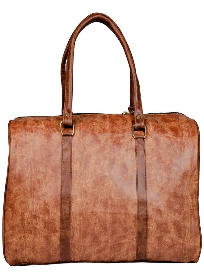 Man Arden The Rigid Replica PVC Leather Travel Dual Tone Duffle Bag for Weekend Trip, Cabin Luggage, Gym & Sports (Dusk & Coffee) - Image 4